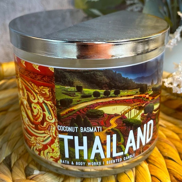 Rare Bath & Body Works Destination Thailand Coconut Basmati 3 Wick Candle